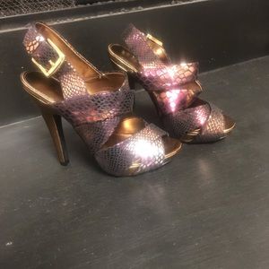 Sarah Jayne multi metallic heeled sandal